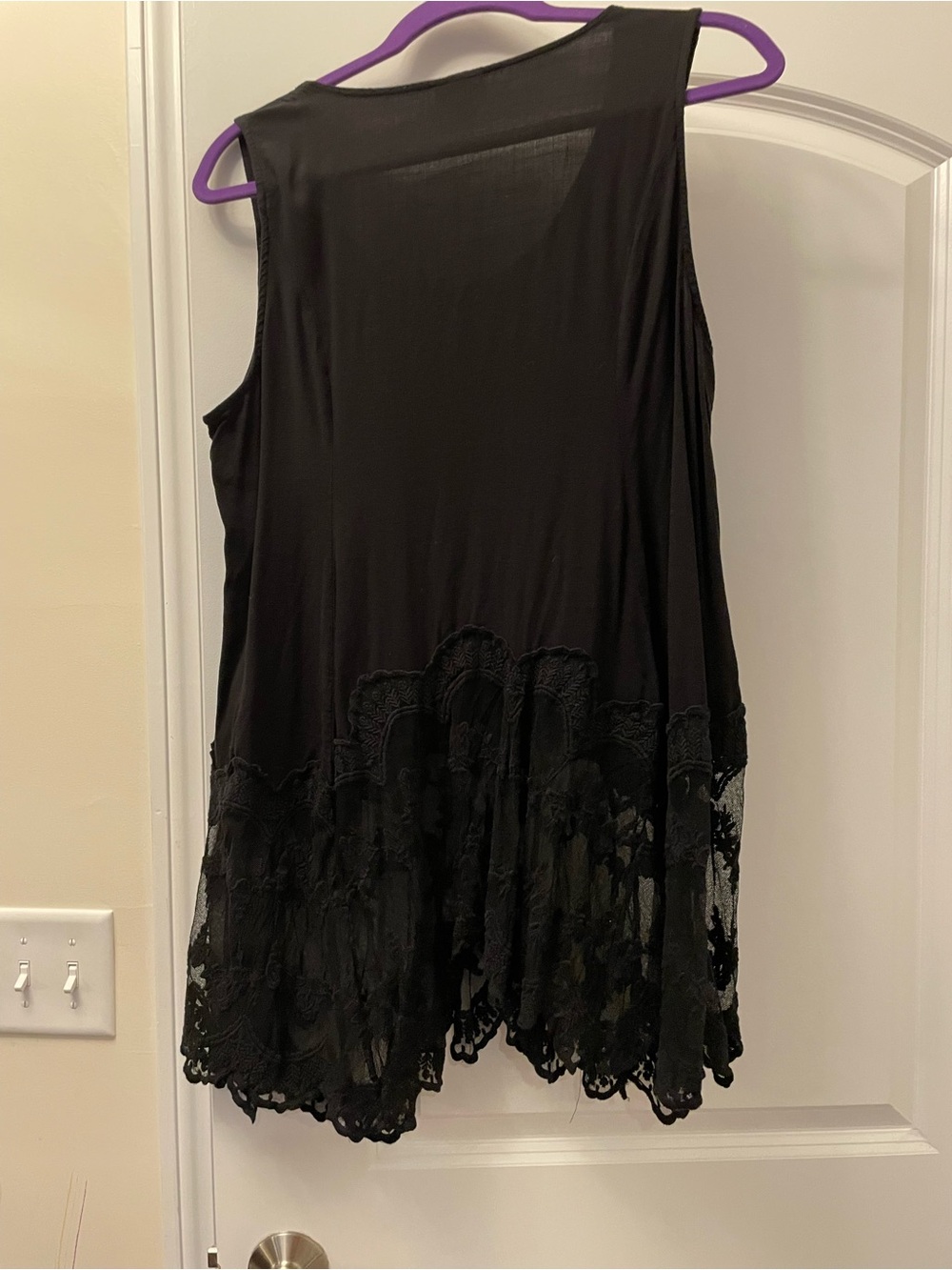 torrid Black Sleeveless Tank with Scalloped Lace Hem